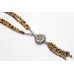 Natural gem stone brown tiger's eye 925 Sterling Silver necklace 19.1 inch P 416